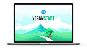 Laptop mit Veganstart-Grafik