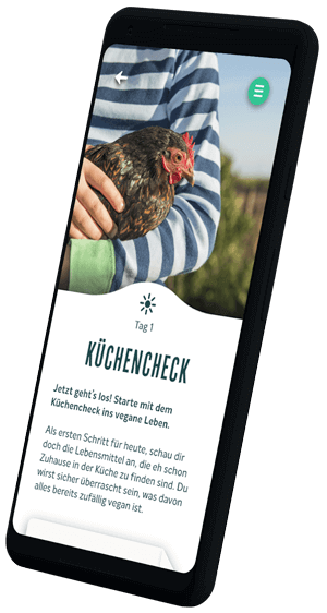 Handy mit Veganstart-App, tag 1